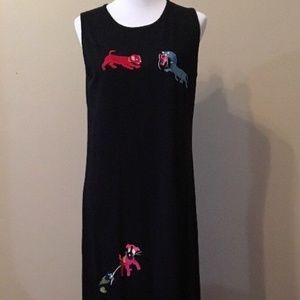 Michael Simon Lite   Embroidered  Dog Knit Dress